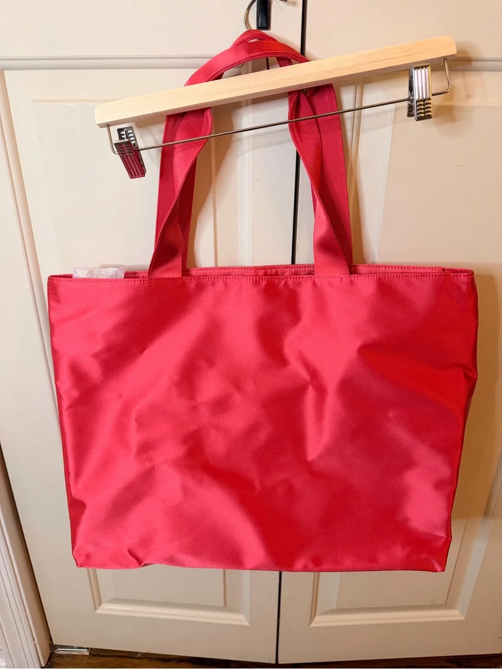 VS Coral Satin Tote Bag with Embossed Logo
